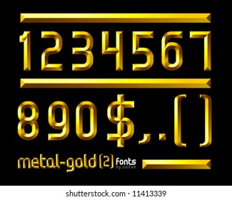 Set of original design golden metal fonts.