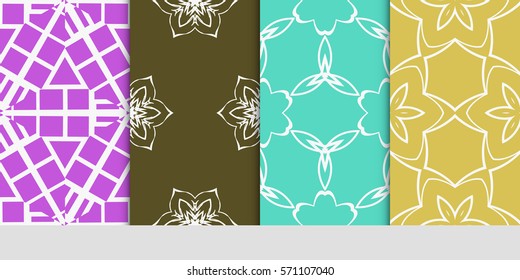 set of original floral, linear geometric patterns. modern ornament. vector illustration for design wedding invitation, background, wallpaper