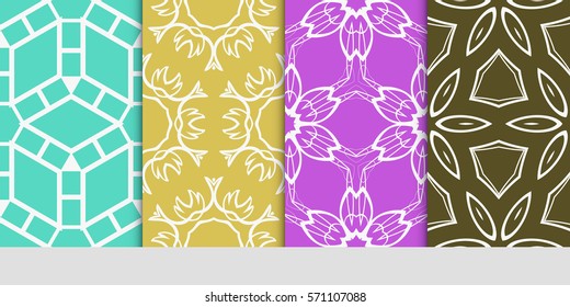 set of original floral, linear geometric patterns. modern ornament. vector illustration for design wedding invitation, background, wallpaper
