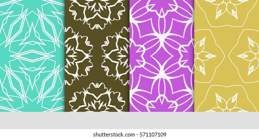 set of original floral, linear geometric patterns. modern ornament. vector illustration for design wedding invitation, background, wallpaper