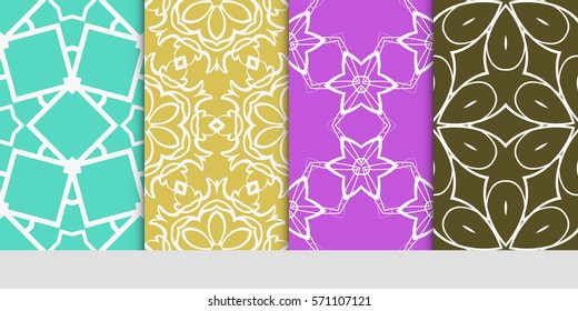 set of original floral, linear geometric patterns. modern ornament. vector illustration for design wedding invitation, background, wallpaper