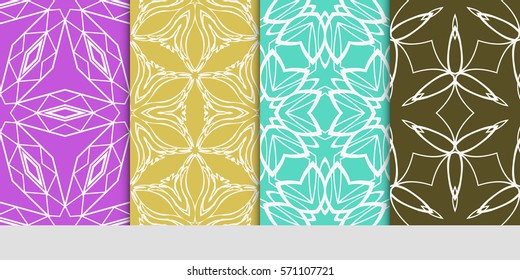 set of original floral, linear geometric patterns. modern ornament. vector illustration for design wedding invitation, background, wallpaper