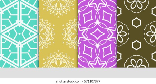 set of original floral, linear geometric patterns. modern ornament. vector illustration for design wedding invitation, background, wallpaper