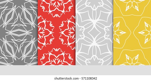 set of original floral, linear geometric patterns. modern ornament. vector illustration for design wedding invitation, background, wallpaper