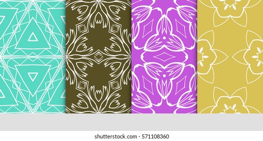 set of original floral, linear geometric patterns. modern ornament. vector illustration for design wedding invitation, background, wallpaper