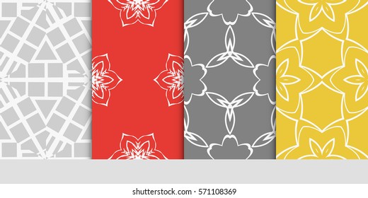 set of original floral, linear geometric patterns. modern ornament. vector illustration for design wedding invitation, background, wallpaper