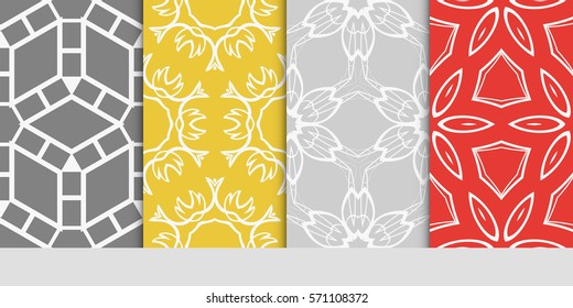 set of original floral, linear geometric patterns. modern ornament. vector illustration for design wedding invitation, background, wallpaper