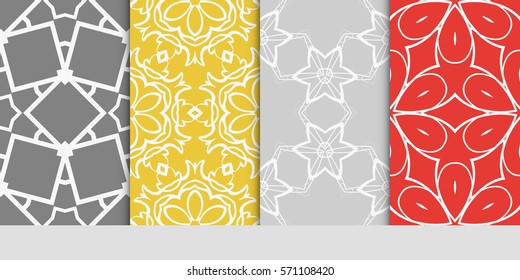 set of original floral, linear geometric patterns. modern ornament. vector illustration for design wedding invitation, background, wallpaper