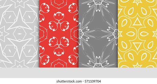 set of original floral, linear geometric patterns. modern ornament. vector illustration for design wedding invitation, background, wallpaper