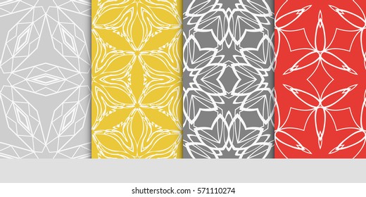 set of original floral, linear geometric patterns. modern ornament. vector illustration for design wedding invitation, background, wallpaper