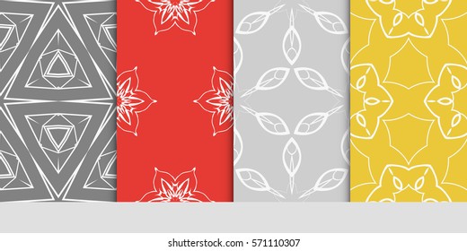 set of original floral, linear geometric patterns. modern ornament. vector illustration for design wedding invitation, background, wallpaper