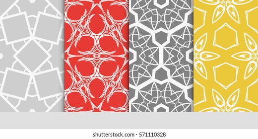 set of original floral, linear geometric patterns. modern ornament. vector illustration for design wedding invitation, background, wallpaper