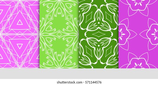 set of original floral, linear geometric patterns. modern ornament. vector illustration for design wedding invitation, background, wallpaper