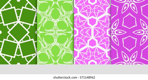 set of original floral, linear geometric patterns. modern ornament. vector illustration for design wedding invitation, background, wallpaper