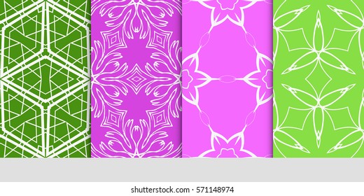 set of original floral, linear geometric patterns. modern ornament. vector illustration for design wedding invitation, background, wallpaper