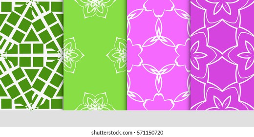 set of original floral, linear geometric patterns. modern ornament. vector illustration for design wedding invitation, background, wallpaper