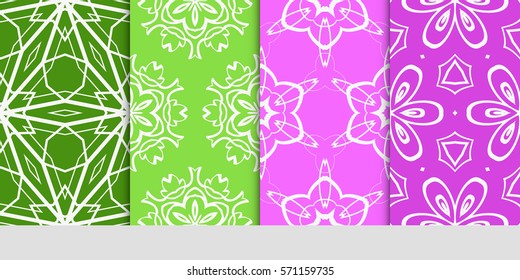 set of original floral, linear geometric patterns. modern ornament. vector illustration for design wedding invitation, background, wallpaper