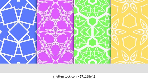 set of original floral, linear geometric patterns. modern ornament. vector illustration for design wedding invitation, background, wallpaper
