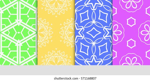 set of original floral, linear geometric patterns. modern ornament. vector illustration for design wedding invitation, background, wallpaper