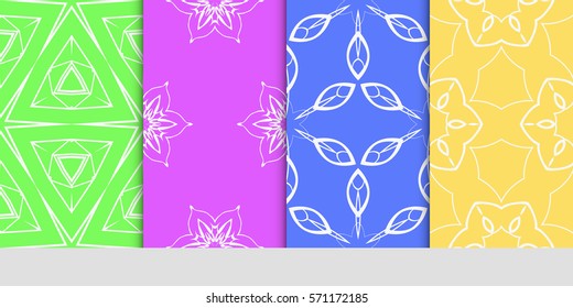 set of original floral, linear geometric patterns. modern ornament. vector illustration for design wedding invitation, background, wallpaper