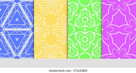 set of original floral, linear geometric patterns. modern ornament. vector illustration for design wedding invitation, background, wallpaper