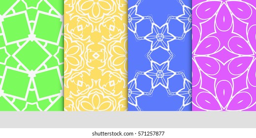 set of original floral, linear geometric patterns. modern ornament. vector illustration for design wedding invitation, background, wallpaper