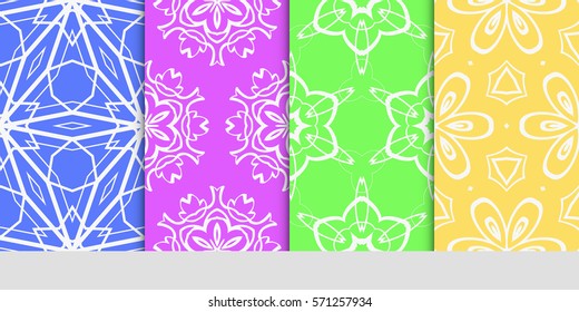 set of original floral, linear geometric patterns. modern ornament. vector illustration for design wedding invitation, background, wallpaper
