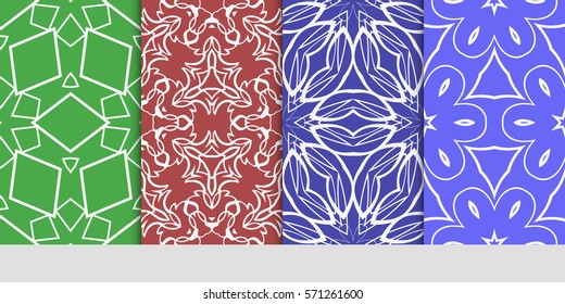 set of original floral, linear geometric patterns. modern ornament. vector illustration for design wedding invitation, background, wallpaper