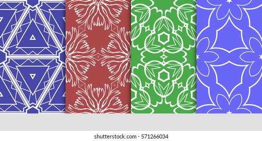 set of original floral, linear geometric patterns. modern ornament. vector illustration for design wedding invitation, background, wallpaper