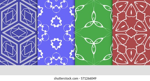 set of original floral, linear geometric patterns. modern ornament. vector illustration for design wedding invitation, background, wallpaper