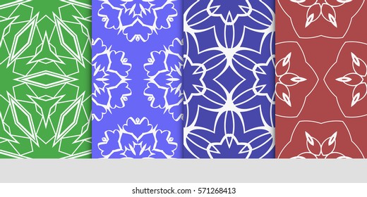 set of original floral, linear geometric patterns. modern ornament. vector illustration for design wedding invitation, background, wallpaper