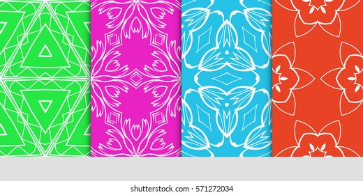 set of original floral, linear geometric patterns. modern ornament. vector illustration for design wedding invitation, background, wallpaper