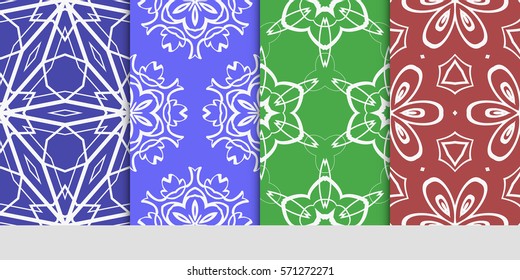 set of original floral, linear geometric patterns. modern ornament. vector illustration for design wedding invitation, background, wallpaper