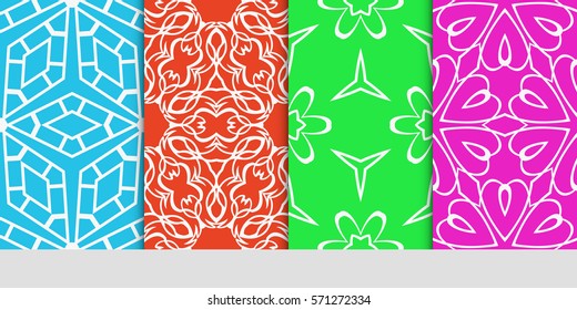 set of original floral, linear geometric patterns. modern ornament. vector illustration for design wedding invitation, background, wallpaper