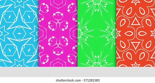 set of original floral, linear geometric patterns. modern ornament. vector illustration for design wedding invitation, background, wallpaper