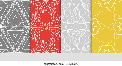 set of original floral, linear geometric patterns. modern ornament. vector illustration for design wedding invitation, background, wallpaper