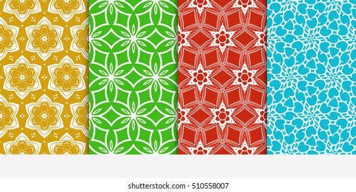 set of original floral patterns. geometrical ornament. vector illustration for design invitation, backgrounds, wallpapers