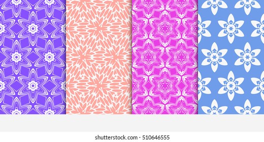 set of original floral patterns. geometrical ornament. vector illustration for design invitation, backgrounds, wallpapers