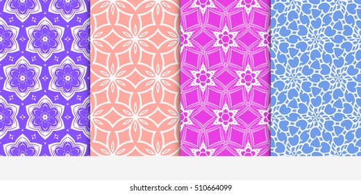 set of original floral patterns. geometrical ornament. vector illustration for design invitation, backgrounds, wallpapers