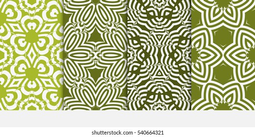 set of original floral patterns. modern ornament. vector illustration for design wedding invitation, background, wallpaper. green color
