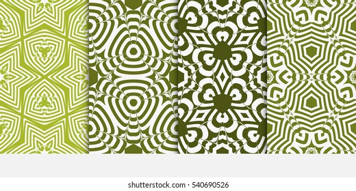 set of original floral patterns. modern ornament. vector illustration for design wedding invitation, background, wallpaper. green color