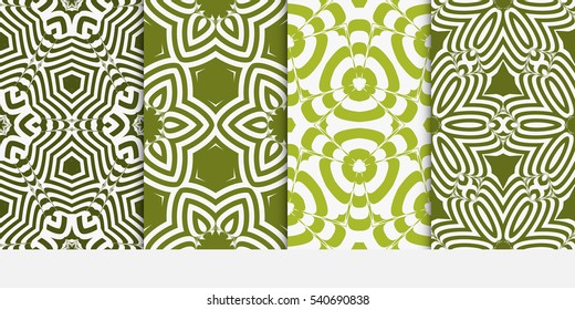 set of original floral patterns. modern ornament. vector illustration for design wedding invitation, background, wallpaper. green color