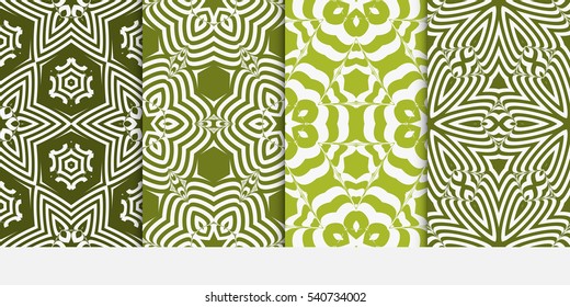 set of original floral patterns. modern ornament. vector illustration for design wedding invitation, background, wallpaper. green color