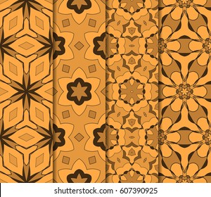 set of original floral patterns. modern ornament. vector illustration for design wedding invitation, background, wallpaper. bronze color