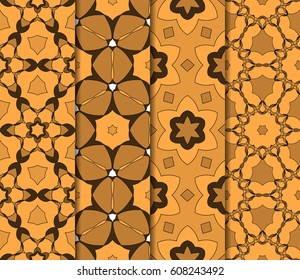 set of original floral patterns. modern ornament. vector illustration for design wedding invitation, background, wallpaper. bronze color