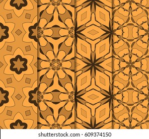 set of original floral patterns. modern ornament. vector illustration for design wedding invitation, background, wallpaper. bronze color