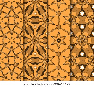 set of original floral patterns. modern ornament. vector illustration for design wedding invitation, background, wallpaper. bronze color