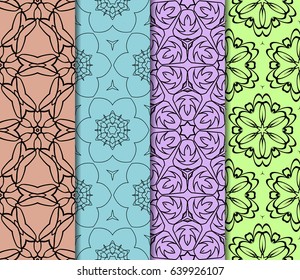 set of original geometric floral patterns. modern ornament. vector illustration for design invitation, background, wallpaper