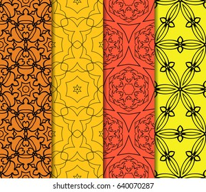 set of original geometric floral patterns. modern ornament. vector illustration for design invitation, background, wallpaper