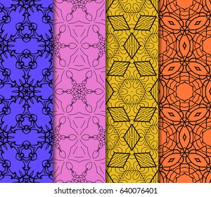 set of original geometric floral patterns. modern ornament. vector illustration for design invitation, background, wallpaper